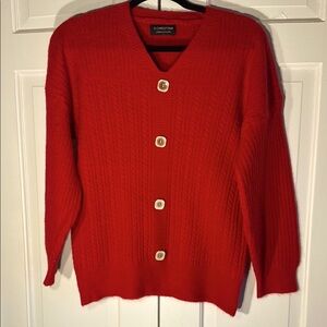 NWT S.Christina Red Pullover Button Faux Cardigan